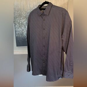 🔴Ted Baker London Men’s Dress Shirt Sz 6 Black Navy Blue with White Diamonds